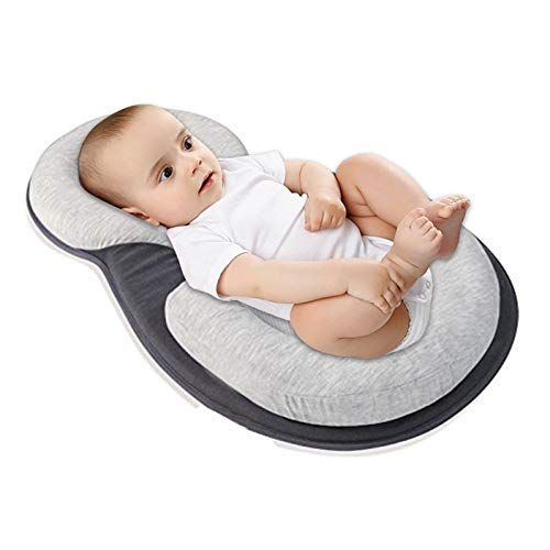  VoPee Baby Stereotypes Pillow Infant Newborn Anti Rollover Mattress Pillow for 0 12 Months Baby Sleep Positioning (Grey)