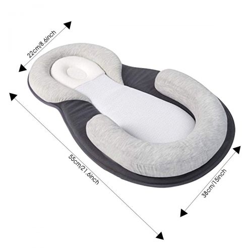  VoPee Baby Stereotypes Pillow Infant Newborn Anti Rollover Mattress Pillow for 0 12 Months Baby Sleep Positioning (Grey)