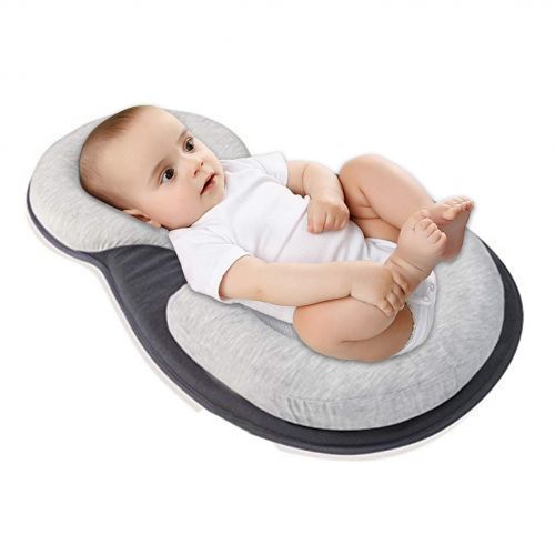  VoPee Baby Stereotypes Pillow Infant Newborn Anti Rollover Mattress Pillow for 0 12 Months Baby Sleep Positioning (Grey)