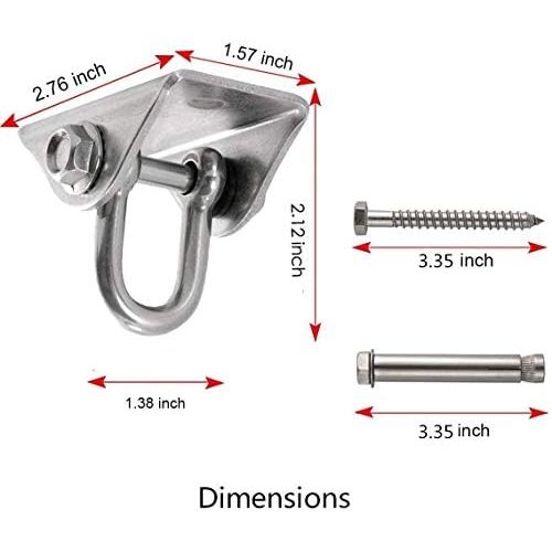  VOARGE Deckenhaken Hangesessel, 180° Schaukel Haken mit 4 Schraube fuer Holz Beton Hange Schaukel, fuer Holz Hange Schaukel, Yoga Hangematte, Sling Trainer bis 450KG