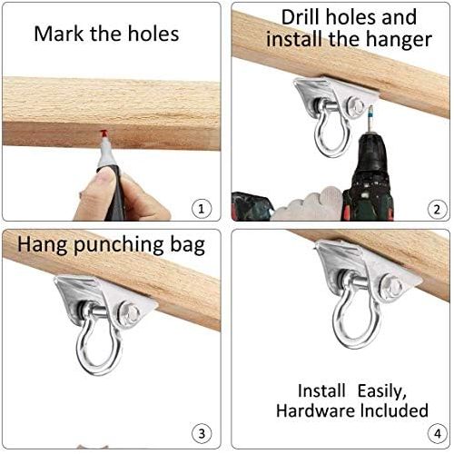  VOARGE Deckenhaken Hangesessel, 180° Schaukel Haken mit 4 Schraube fuer Holz Beton Hange Schaukel, fuer Holz Hange Schaukel, Yoga Hangematte, Sling Trainer bis 450KG