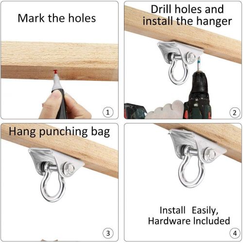  VOARGE Deckenhaken Hangesessel, 180° Schaukel Haken mit 4 Schraube fuer Holz Beton Hange Schaukel, fuer Holz Hange Schaukel, Yoga Hangematte, Sling Trainer bis 450KG