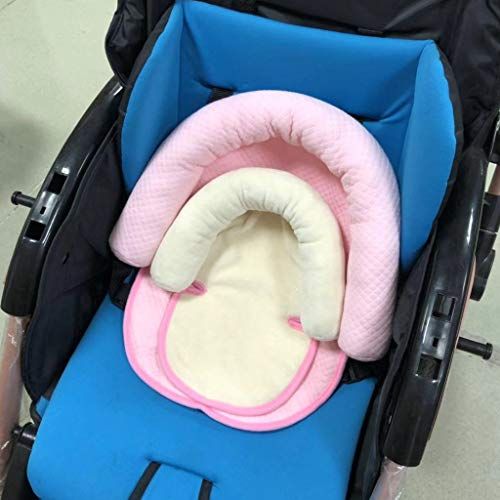  Baby Stroller Cushion, vocheer 2-in-1 Infant Car Seat Neck Support Cushion with Liner Head and Body Support Pillow for Baby 0-12 Months, Pink
