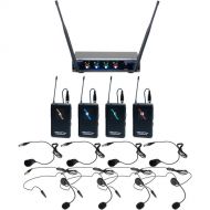 VocoPro Digital-Quad-B1 Four-Channel UHF Wireless Headset & Lavalier Microphone System (902 to 910.7 MHz)