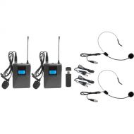 VocoPro USB-CAST-BODYPACK 2-Person USB Digital Wireless Bodypack System with Headset/Lavalier Mics and Instrument Cable (900 MHz)