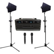 VocoPro BENCHMARK-DUAL-HH Dual-Channel Wireless Handheld Microphone System with Active Antennas and Flight Case (900 MHz)
