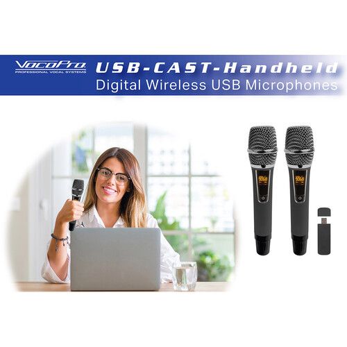  VocoPro USB-CAST-HANDHELD 2-Person USB Digital Wireless Handheld Microphone System (900 MHz)