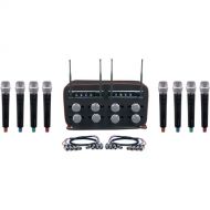 VocoPro MIB-QUAD-8H Eight-Person Wireless Handheld Microphone System (H1, H2: 900 Mhz)