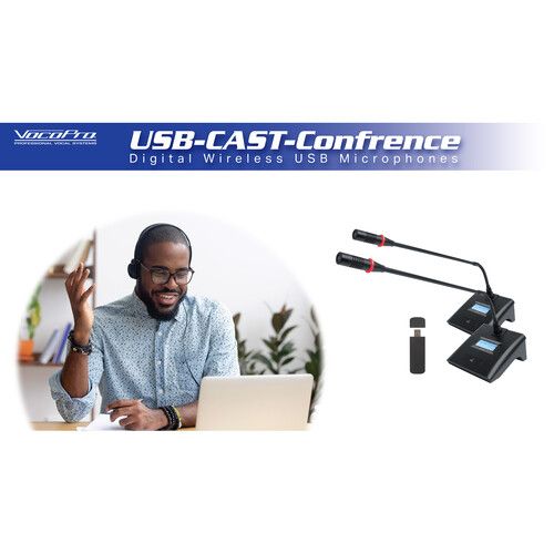  VocoPro USB-CAST-CONFERENCE 2-Person USB Digital Wireless Gooseneck Microphone System (900 MHz)