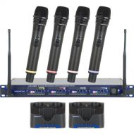 VocoPro UHF-5805-9 Professional Rechargeable 4-Channel UHF Wireless Handheld Mic System (9A, 9B, 9C, and 9D Bands)