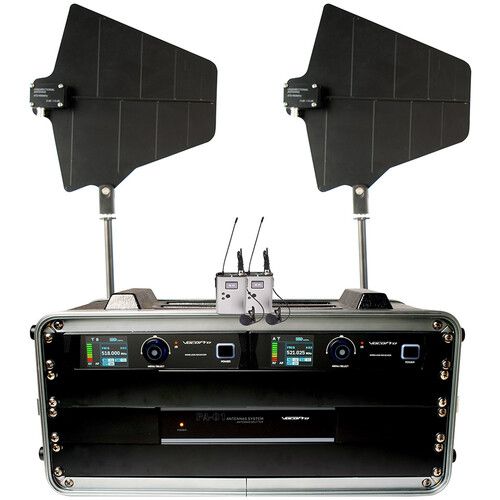  VocoPro BENCHMARK-DUAL-BP Dual-Channel Wireless Lavalier/Headset Microphone System with Active Antennas and Flight Case (900 MHz)