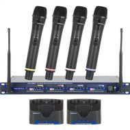 VocoPro UHF-5805-10 Professional Rechargeable 4-Channel UHF Wireless Handheld Mic System (9E, 9F, 9G, and 9H Bands)