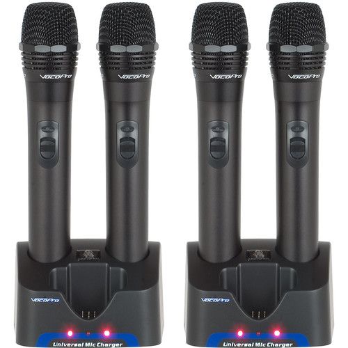  VocoPro UHF-5805-10 Professional Rechargeable 4-Channel UHF Wireless Handheld Mic System (9E, 9F, 9G, and 9H Bands)
