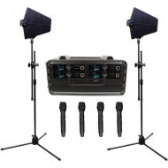 VocoPro BENCHMARK-QUAD-HH Four-Channel Wireless Handheld Microphone System with Active Antennas and Flight Case (900 MHz)