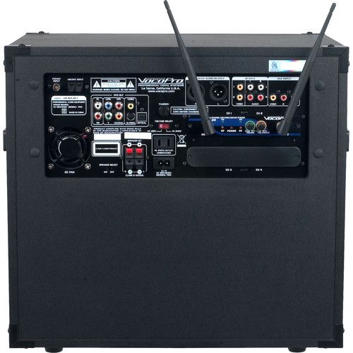 VocoPro Hero-Rec-9 120W 4-Channel Multi-Format Portable P.A. System with 2 UHF Wireless Microphones