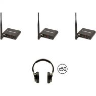 VocoPro SilentDisco-350 System with 3 Transmitters and 50 Wireless LED Headphones (900 MHz)