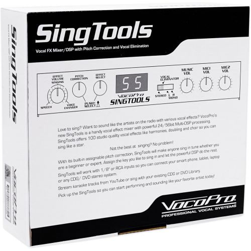  VocoPro SingTools Studio quality vocal effects mixer with assignable pitch Correction
