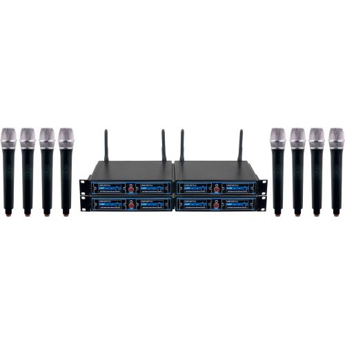  VocoPro UDHCHOIR8EIGHT CHANNEL UHF HandHeld Wireless Microphone Package with Mic-on-chip technology