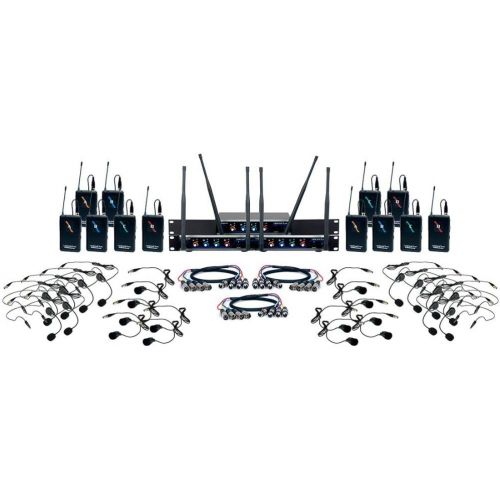  VocoPro VOCOPRO HYBRID-PLAY-8 Eight Channel UHF Digital Hybrid Wireless Headset & Lapel Mic System