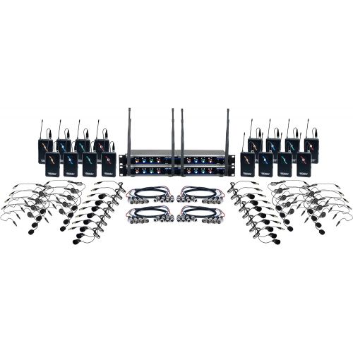  VocoPro VOCOPRO HYBRID-PLAY-16 16-Channel UHF Digital Hybrid Wireless Headset & Lapel Mic System