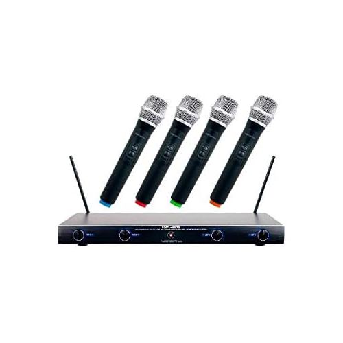  VocoPro VHF-4005 4 Channel Rechargeable VHF Wireless Microphone System, Includes Receiver and 4x Microphones - Channel 2