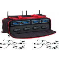 VocoPro UDHPLAY4 FOUR CHANNEL UHF Headset & Lapel Wireless Microphone Package with Mic-on-chip technology