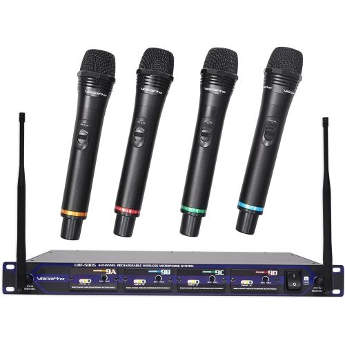  VocoPro UHF5805 Professional Rechargeable 4-Channel UHF Wireless Microphone System