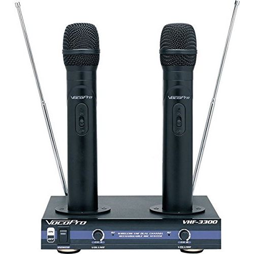  VocoPro VHF-3300 2 Channel VHF Rechargeable Wireless Microphone System