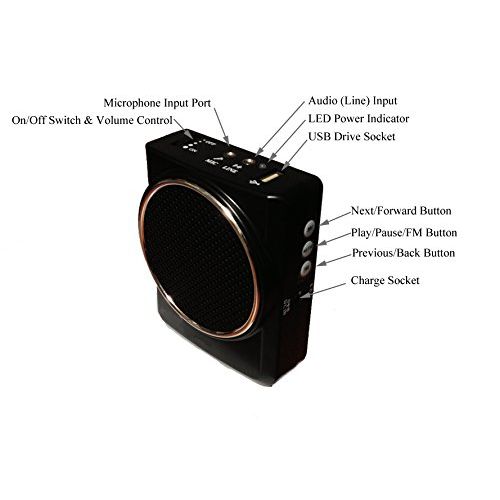  Voice Booster VoiceBooster Voice Amplifier & Mp3 Player 12watts Black MR1700 (Aker) by TK Products,Portable, for Teachers, Coaches, Tour Guides, Presentations, Costumes, Etc.