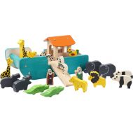 Voila BRAND NEW wooden toy NOAHS ARK + 16 ANIMALS childrens educational pretend PLAY