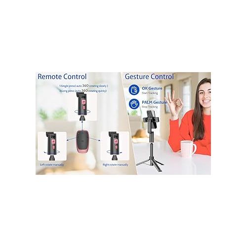  Extendable Auto Face Tracking Tripod with Light, 360 Rotating Tripod, Both Auto or Manual Moving Control, Smart Cameraman Shooting for Video, Vlog, Live Stream