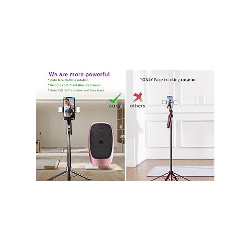  Extendable Auto Face Tracking Tripod with Light, 360 Rotating Tripod, Both Auto or Manual Moving Control, Smart Cameraman Shooting for Video, Vlog, Live Stream