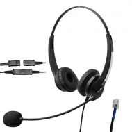 Voistek A2S20NPCIS Dual Ear Call Center Telephone Headset with Noise Canceling Microphone + Quick Disconnect for Plantronics M10 M22, AT&T CallMaster V VI & Cisco 7931G 7940G 7941G