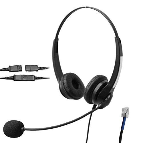  Voistek A2S20NPCIS Dual Ear Call Center Telephone Headset with Noise Canceling Microphone + Quick Disconnect for Plantronics M10 M22, AT&T CallMaster V VI & Cisco 7931G 7940G 7941G