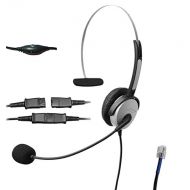 Voistek A2H10PCIS Mono Call Center Telephone Headset with Noise Canceling Microphone + Quick Disconnect + Volume Mute Controls for Plantronics M10 M22, AT&T CallMaster V VI & Cisco