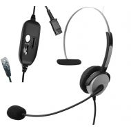 Voistek Mono Call Center Telephone Headset Quick Disconnect with Flexible Noise Cancelling Microphone + All in One QD Smart Cord PL1200 for Nortel Toshiba Avaya Panasonic NEC and O
