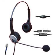 Voistek A2H20PCIS Dual Ear Call Center Telephone Headset with Noise Canceling Microphone + Quick Disconnect + Volume Mute Controls for Plantronics M10 M22, AT&T CallMaster V VI & C