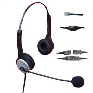 Voistek A2H20DHS Dual Ear Call Center Telephone Headset with Noise Canceling Microphone + Quick Disconnect + Volume Mute Controls for Nortel Nec Mitel Aastra Siemens GE 3Com Toshib