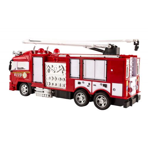  Vokodo RC Fire Truck Rescue Engine Remote Control Large Kids Toy Fully Functional With Extendable Ladder Music and Flashing Lights Rechargeable Battery Perfect Firetruck Toys for Children