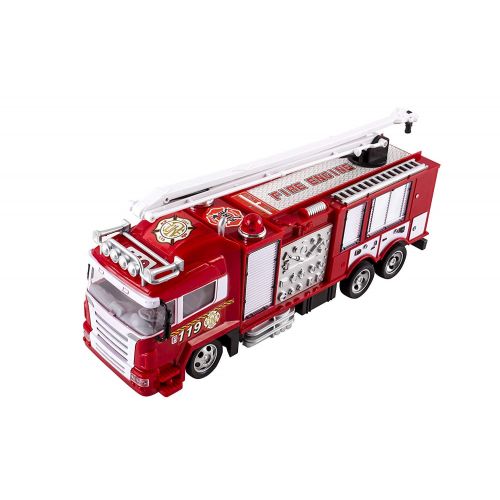  Vokodo RC Fire Truck Rescue Engine Remote Control Large Kids Toy Fully Functional With Extendable Ladder Music and Flashing Lights Rechargeable Battery Perfect Firetruck Toys for Children