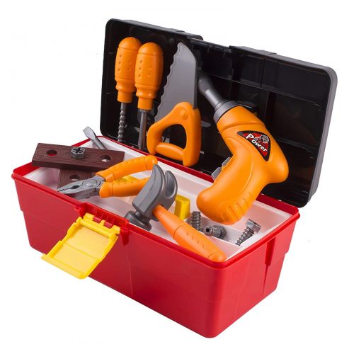  Vokodo 44 Piece Toy Tool Set With Construction Kit Accessories Portable Realistic Tools Box Including Electric Drill Hammer Wrench Screwdriver F1 Car Perfect For Boys Children’s Education