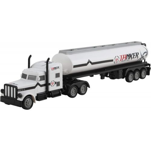  Vokodo RC Semi Truck And Trailer 18 Inch 2.4Ghz Fast Speed 1:16 Scale Electric Fuel Oil Hauler Rechargeable Battery Included Remote Control Kids Big Rig Toy Tanker Car Great Gift F