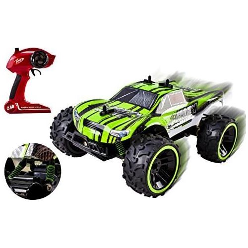  Vokodo Speed Muscle Remote Control RC Buggy 2.4Ghz 1:16 Scale Truggy Ready to Run w/ Suspension Toy (Green Color)