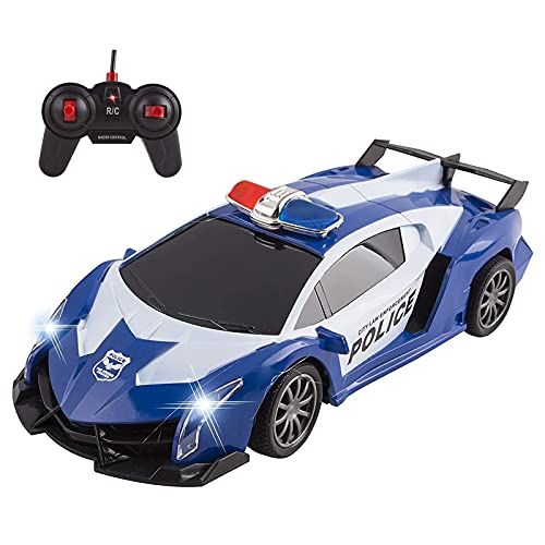  Vokodo Police RC Car Toy Super Exotic Large Remote Control Sports Car with Working Headlights, Police Lights, Race Car Toy (Blue)