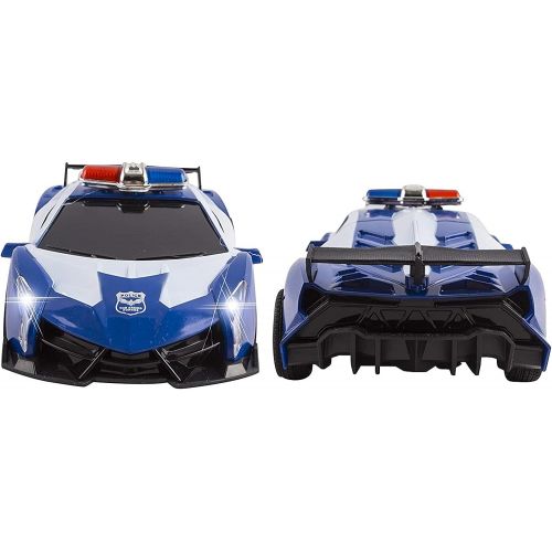  Vokodo Police RC Car Toy Super Exotic Large Remote Control Sports Car with Working Headlights, Police Lights, Race Car Toy (Blue)