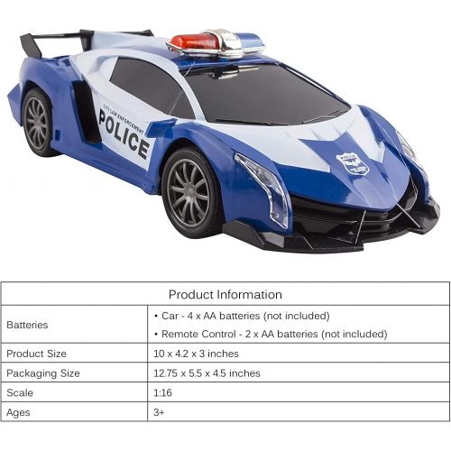  Vokodo Police RC Car Toy Super Exotic Large Remote Control Sports Car with Working Headlights, Police Lights, Race Car Toy (Blue)