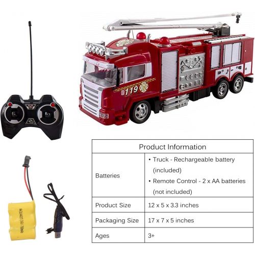  MTT RC Fire Truck Rescue Engine Radio Remote Control w Music and Flashing Lights Rechargeable Battery