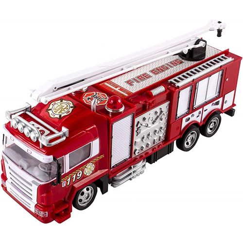  MTT RC Fire Truck Rescue Engine Radio Remote Control w Music and Flashing Lights Rechargeable Battery