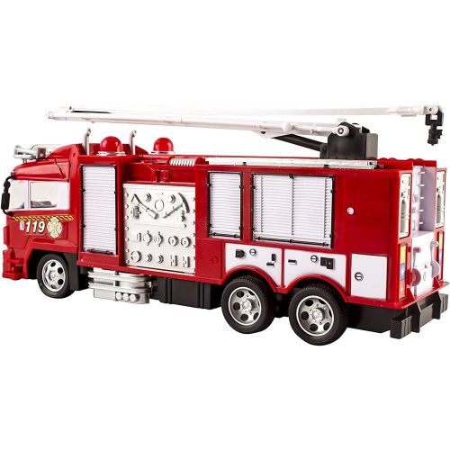  MTT RC Fire Truck Rescue Engine Radio Remote Control w Music and Flashing Lights Rechargeable Battery