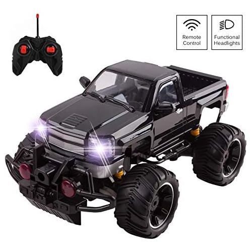  Vokodo Big Wheel Beast RC Monster Truck Remote Control Doors Opening Car Light Up Headlights Ready to Run INCLUDES RECHARGEABLE BATTERY 1:14 Size Off-Road Toy (Black)